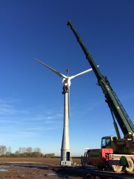 ESPE wind turbine project erected by DLC in Kings Lynn on a bitter Autumn day